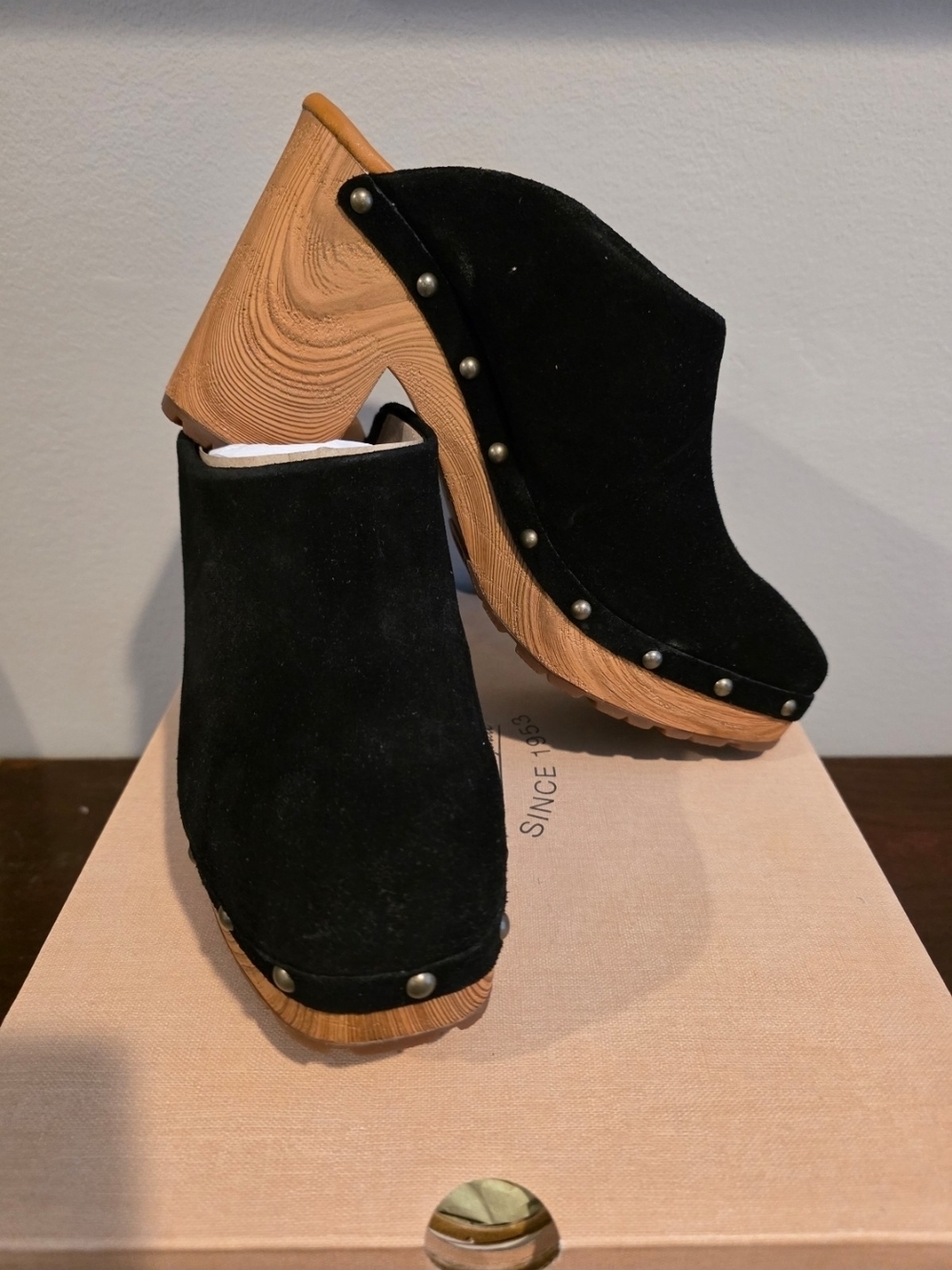 Kork-Ease Sudbury Black Suede Clogs Size 9 New